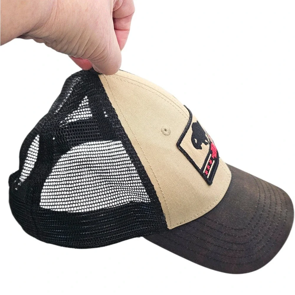The North Face Buffalo‎ Patch Trucker Hat Tan Black Mesh Snapback Heritage Cap